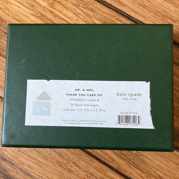Kate Spade Mr. and Mrs. Thank you card set of 10 - Picture 2 of 6